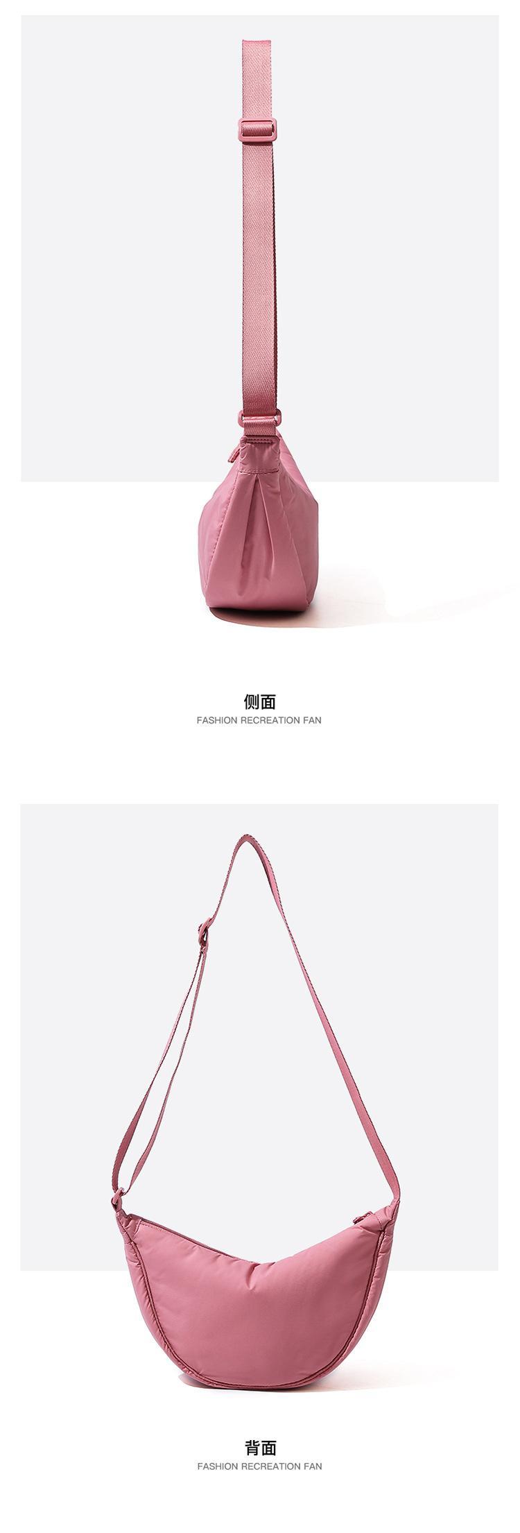 Solid Color Women's Portable Shoulder Bag Simple Female Nylon Cloth Padded Crossbody Bags Travel Purse Handbags Messenger Bag