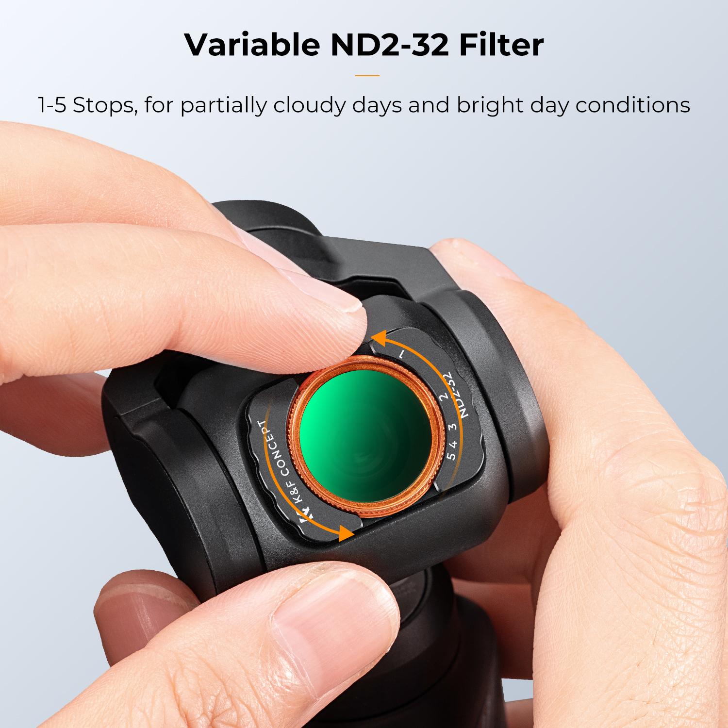 K&F Concept Variable ND Filter for DJI Osmo Pocket 3 Creator Combo, ND2-32 Neutral Density VND Filter, Magnetic Installation, Multi-Coated Optical Glass