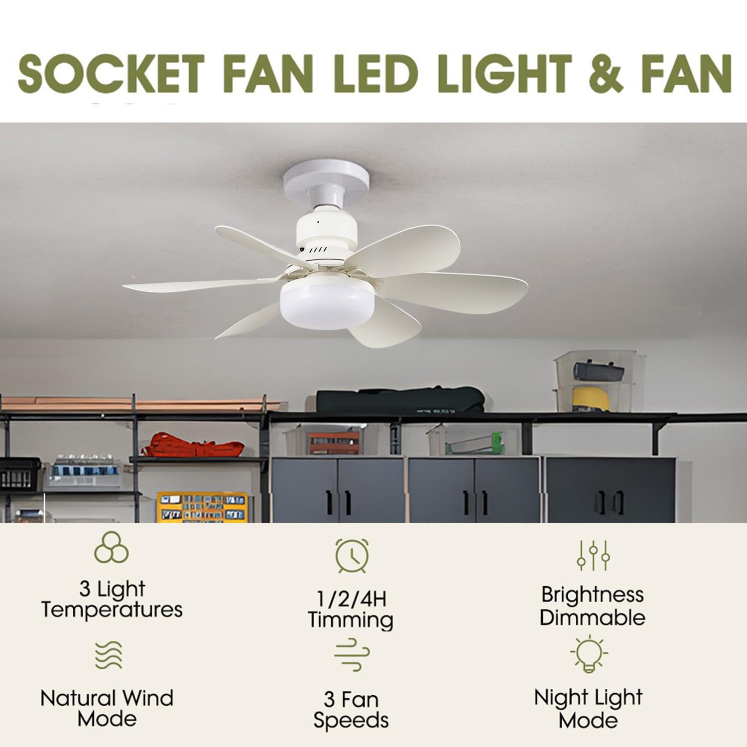 Plug-in Ceiling Fan Light with Remote Control, Pure Copper DC Motor, Variable-Speed Energy-Saving Quiet Operation with Adjustable Lighting and Timer Function, Home Decor Lighting, Atmosphere Lighting