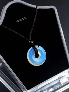 Unisex Natural Donut Shape Quartz Necklace Peace Clasp Pendant Reiki Crystal Jewelry for Festival Party Mother's Day Father's Day Gift Natural Stone Pendant Spiritual Pendant