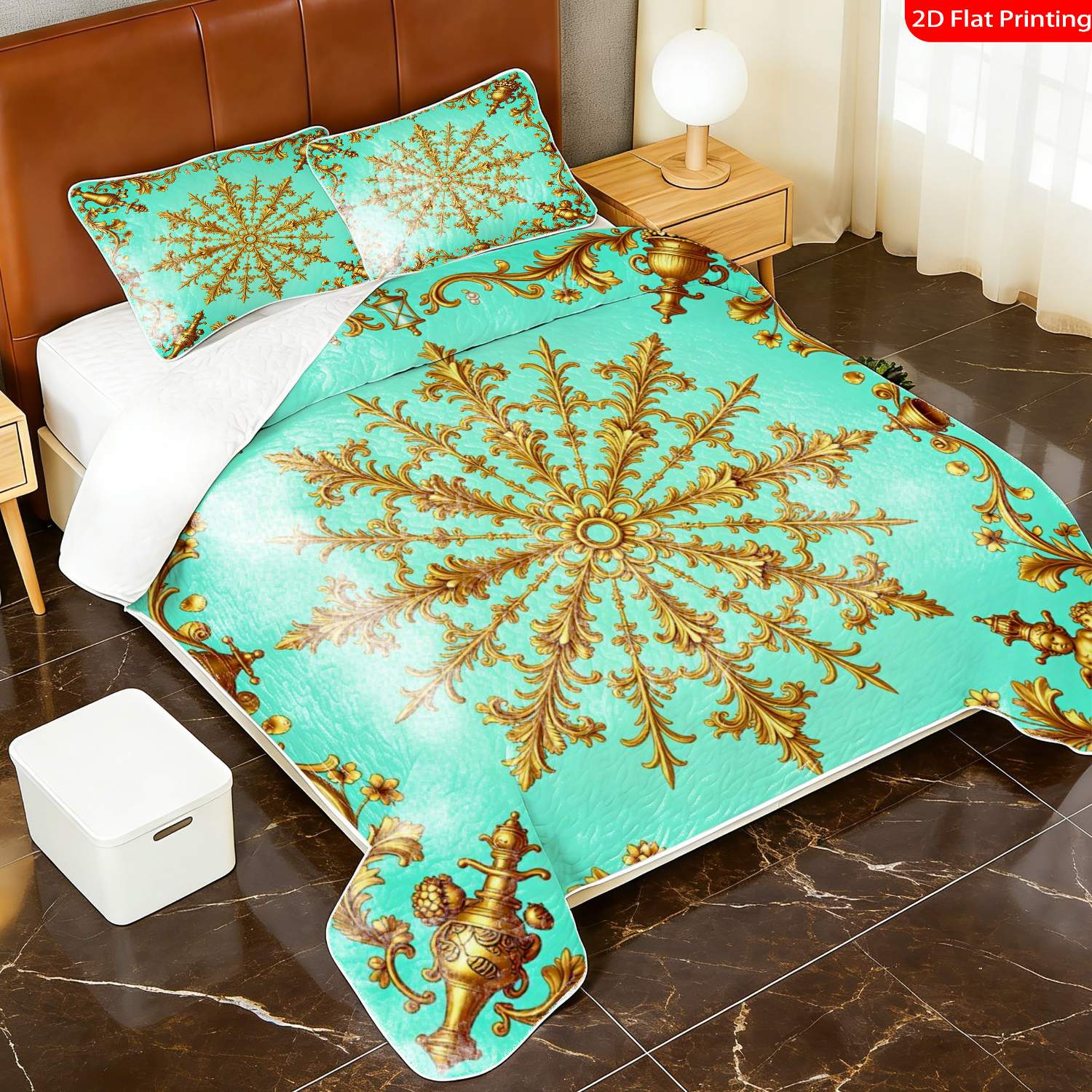 3 pcs, 2D Flat Print Baroque Ornate Pattern Bedspread Set, Soft and Comfortable, Multiple Sizes Available, Suitable for Gifting and Daily Use, Ideal for Creating a Cozy Home Atmosphere(1 bedspread , 2 pillowcases)