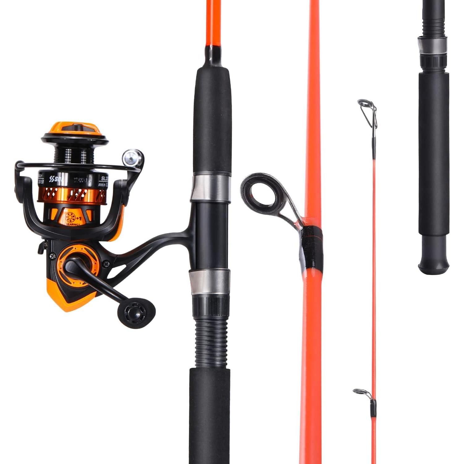 Catfish Fishing Rod and Reel Combo, 2- Spinning Combo, Durable Graphite & Glass Blanks Fishing Pole for Crappie