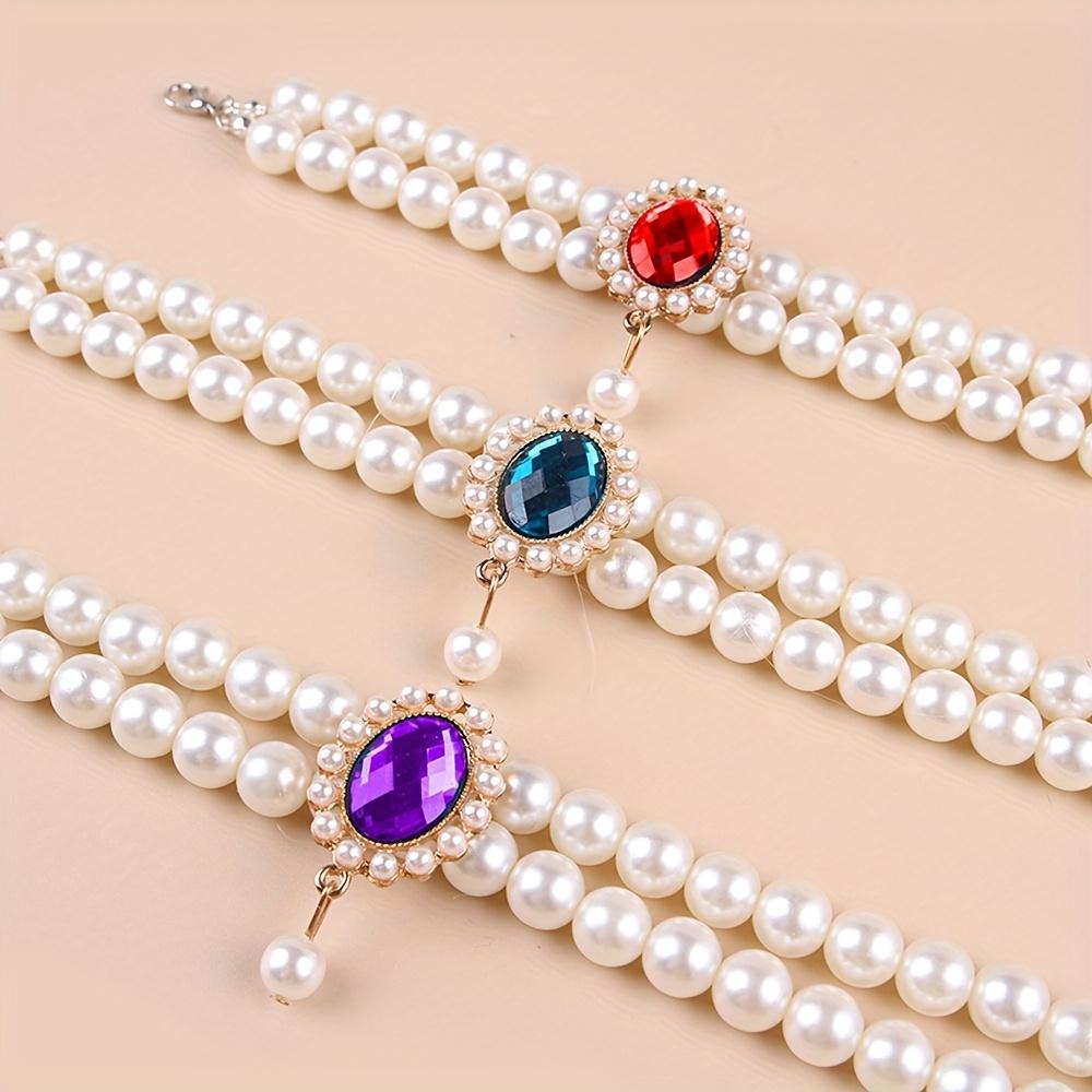 Cat Necklace, Dog Pet Cat Pearl Fashion Choker Accessory, Teddy Princess Bell Collar for Small Dogs and Schnauzers