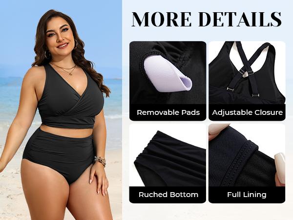Tempt Me Plus Size High Waisted Bikini - Women Two Piece Swimsuit Tummy Control Bathing Suit 2026 Swimwear