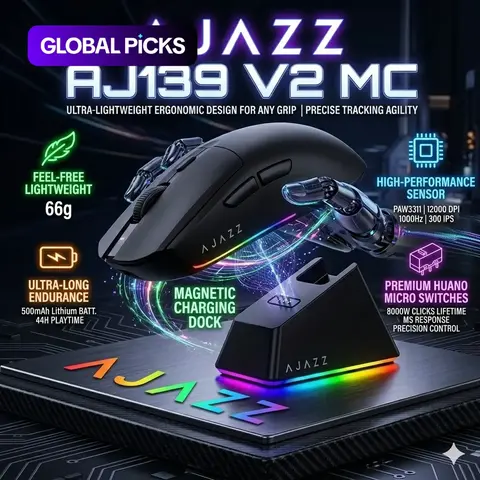 AJAZZ AJ139 V2 MC wireless gaming mouse magnetic wireless charging base set for esports high-performance PAW3311 sensor entry-level recommendation Tir mode office mouse long endurance esports gaming mouse #GLOBAL PICKS