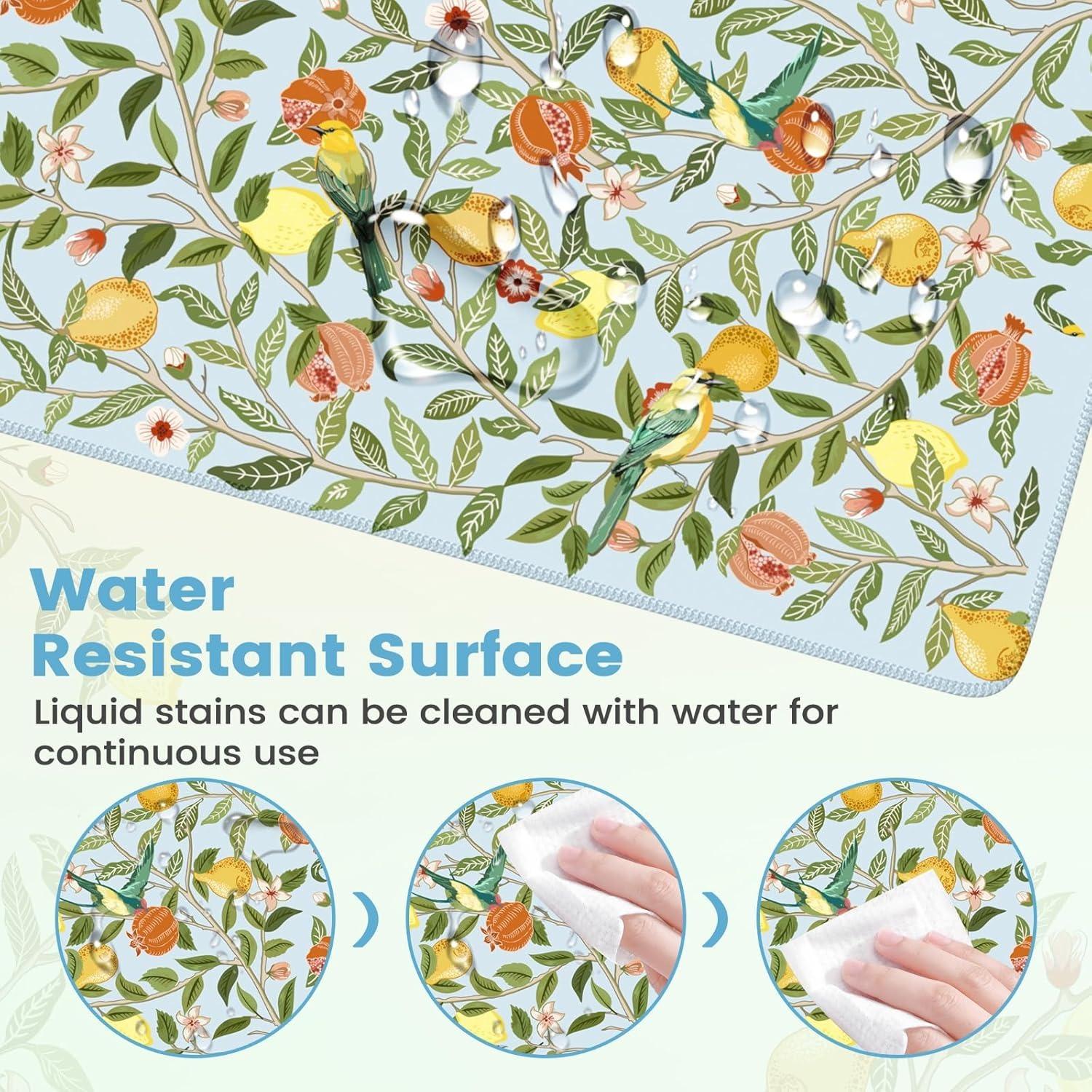 A 190 floral and fruit patterned mouse pad that adds comfort and style to your workspace, with a filling design for better support, the perfect gift for nature lovers and students