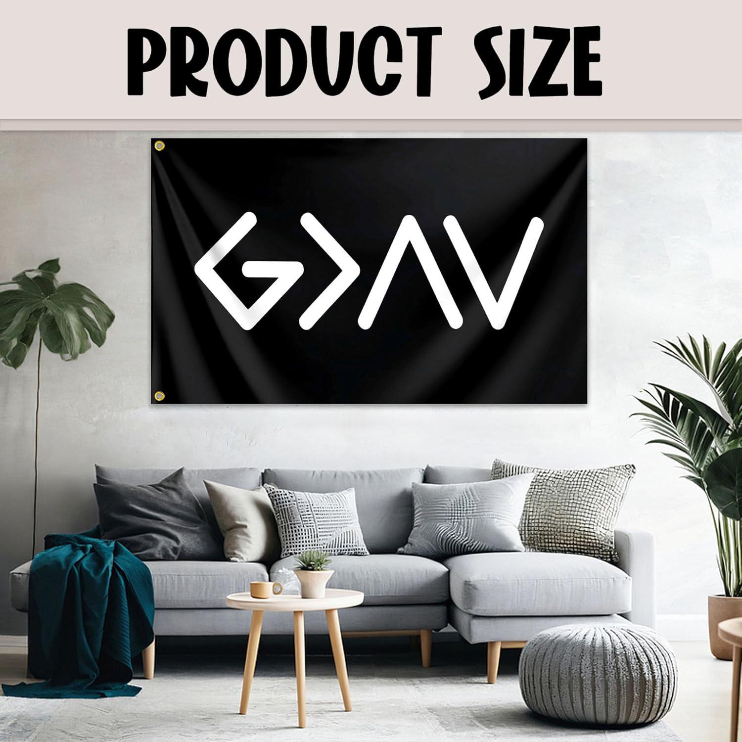 God Is Greater Than The Highs And Lows Flag 3x5 Ft Christian Jesus American Religious Flag Polyester Double Sided Bible Verse Flags for Outdoor Bedroom Room Yard Sign Banner