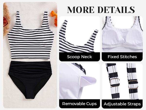 Tempt Me Women Two Piece Tankini Swimsuits - Crop Swim Top with High Waisted Bottom Tummy Control Bathing Suits Swimwear Tempt Me Women Two Piece Tankini Swimsuits - Crop Swim Top with High Waisted Bottom Tummy Control Bathing Suits Swimwear