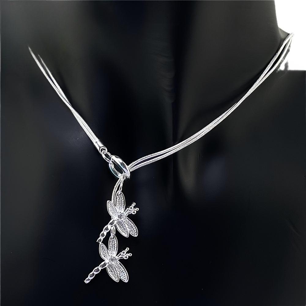 925 Sterling Silver Dragonfly Necklace - Y-Shaped Polished Finish Pendant, Casual Classic Daily Wear Jewelry, Ideal Gift for Holidays, Mother's Day