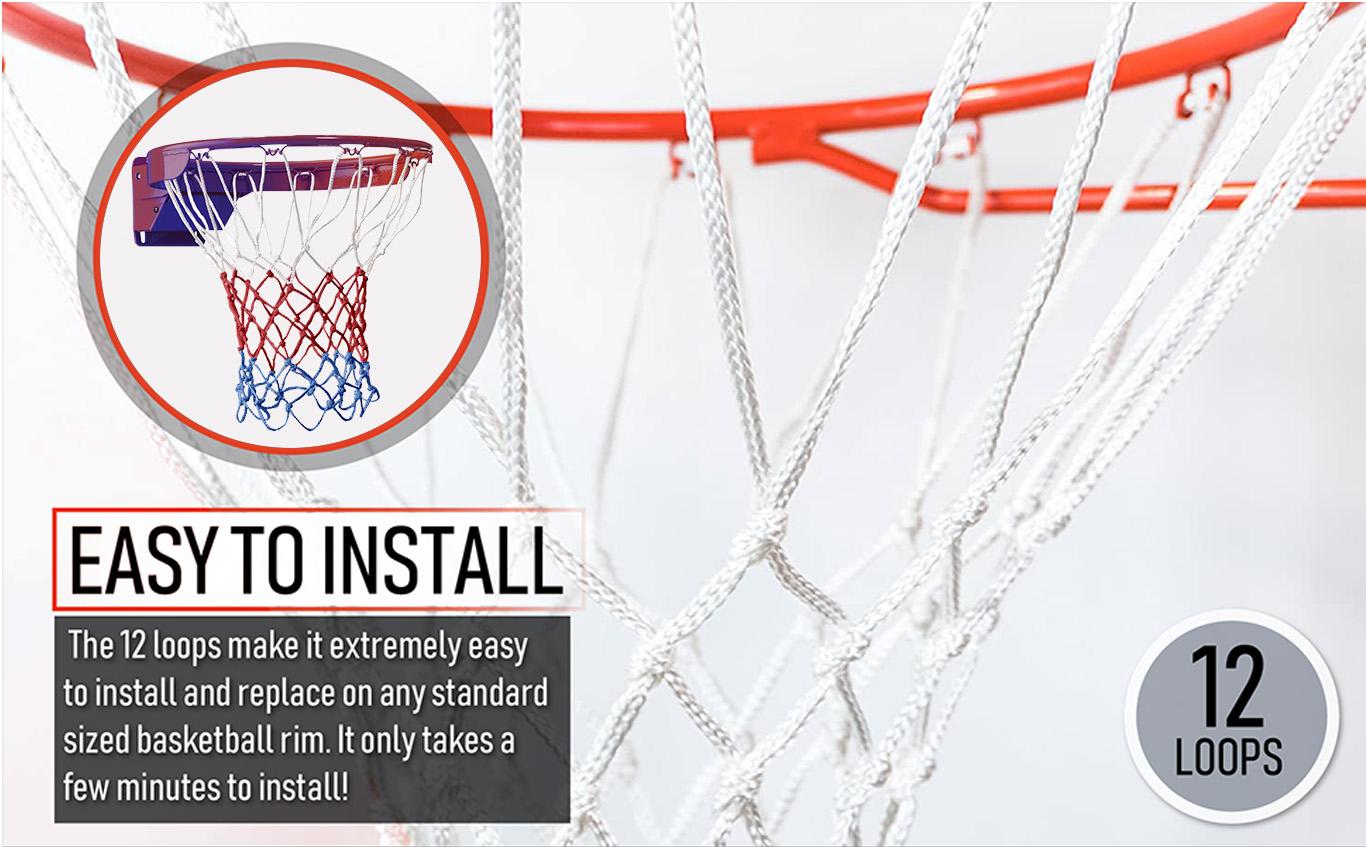 Basketball Net Replacement, 12-Layer Professional All-Weather Anti-Vibration, Fits Standard Indoor/outdoor Hoops, High-Quality Basketball Accessories
