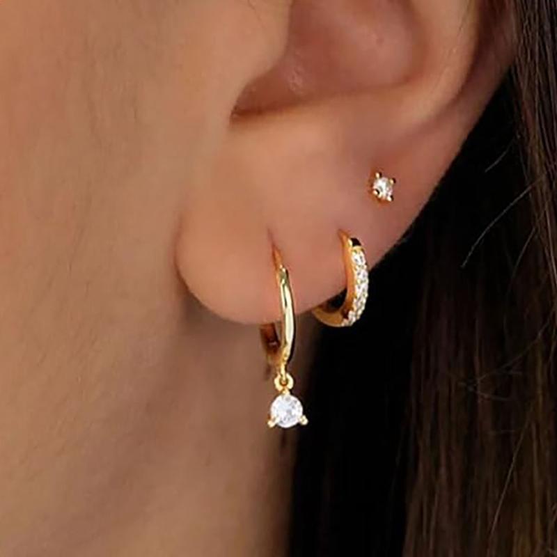 Dearmay 3 Pairs Gold Hoop Earrings Set Dainty Stud Earrings Trendy Small Gold Layered  Hypoallergenic Dangle Cartilage Huggie Hoop Earrings for Women Gold Jewelry for Women Gifts