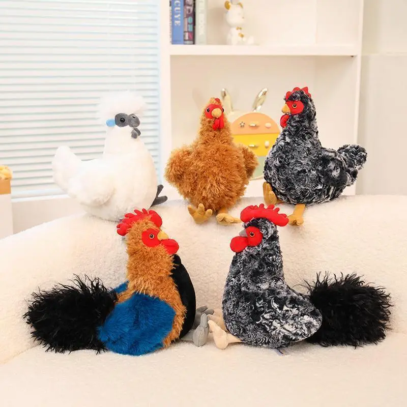 27cm Simulated Chicken Series Plush Toy Rooster And Hen Plush Doll Stuffed Animal Toy Kid Birthday Gift Home Decor