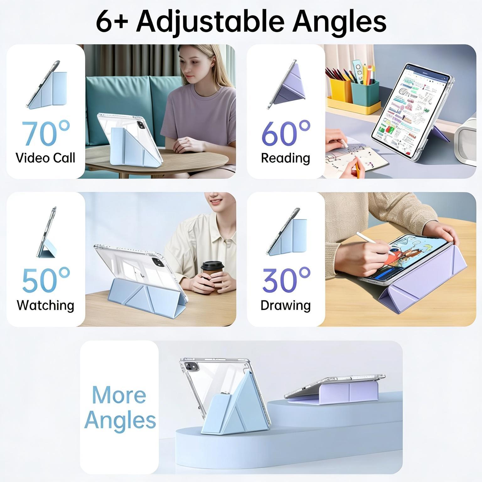 Triple Y-Shape iPad/tablet Case with Pen Holder, Cartoon Astronaut Pattern, Acrylic Material, Lightweight & Durable, Perfect for Gifts