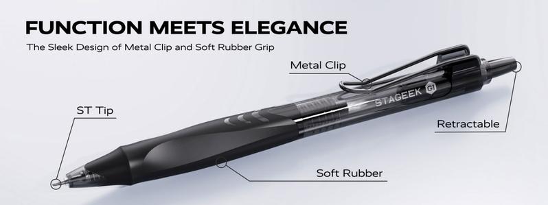 STAGEEK G1 Gel Pens, 24PCS Gel Ink Pens, 0.5mm Medium Point Retractable 12 Pack Blue Ink Pens for Journaling, Writing, Back to SchoolEssentials,Teacher Gifts, School, Office,Boyfriend Gift, SchoolSupplies 2024 (Blue/Black)