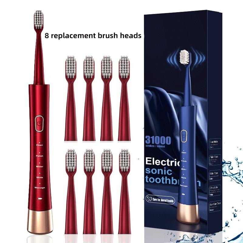 Electric Toothbrush Set, 1 Box Electric Toothbrush & 8 Counts Replacement Brush Heads, Oral Care Product for Adults, Intelligent Deep Cleaning Toothbrushes