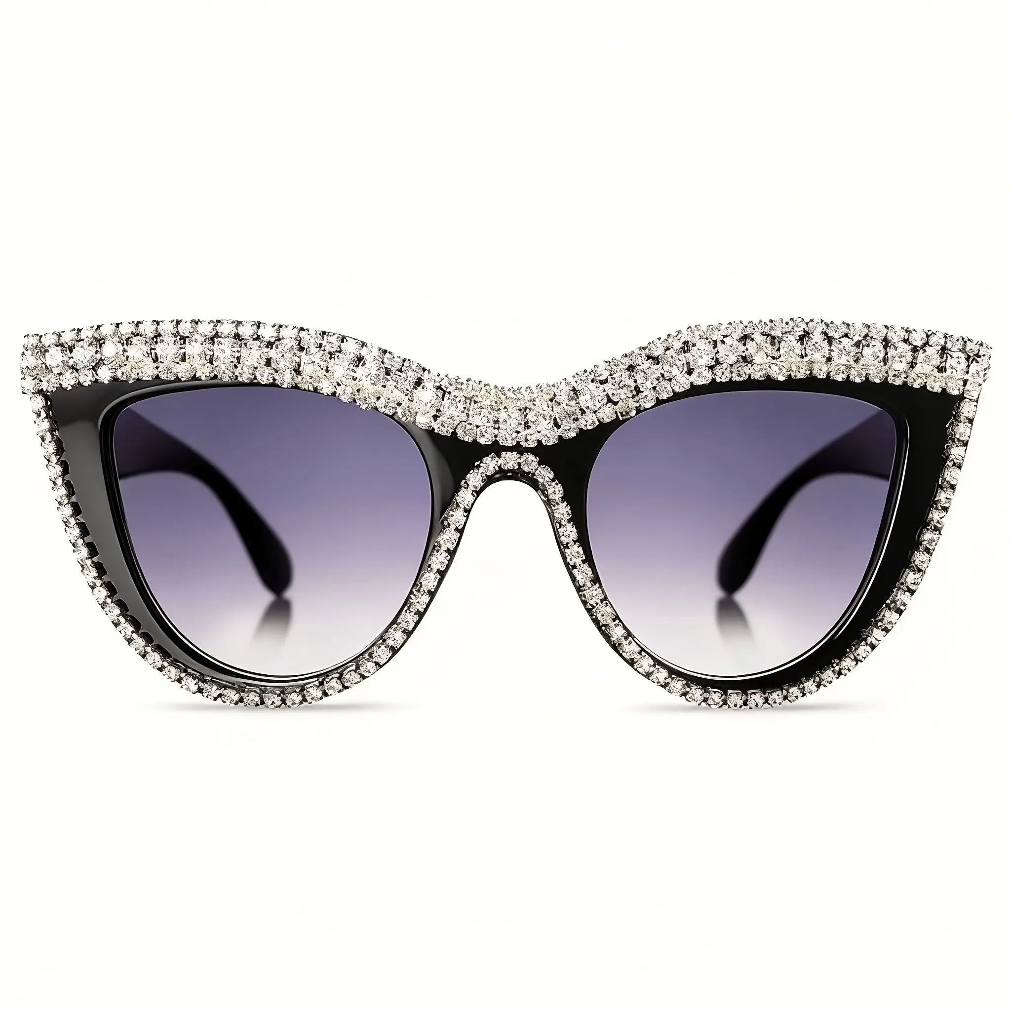 Unisex Rhinestone Glasses, Cat Eye Design with Sparkling Crystal Decor, Fashionable Eyewear for Parties and Photoshoots, 1 Piece