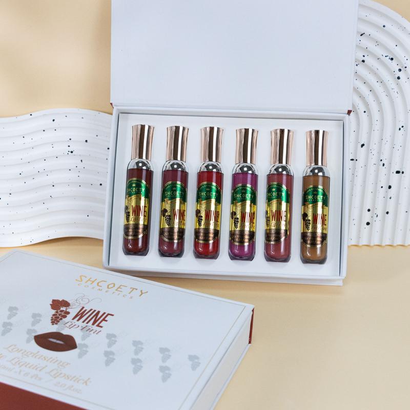 Red wine bottle lip dye set six-color lip gloss that is not easy to stick to the cup and does not fade easily matte matte lipstick elvive glycolic gloss liquid lip glossy lip woman labiales Mousse Tint Lipglass