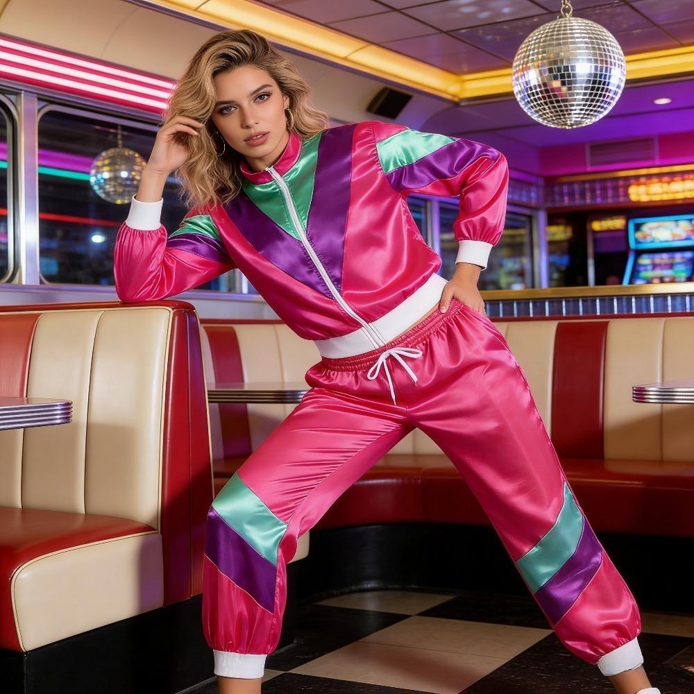 2-piece Set of Vintage Disco Sportswear From The 1980s Hip-hop Couple Performance Clothing Party Vintage Stage Dance Sportswear