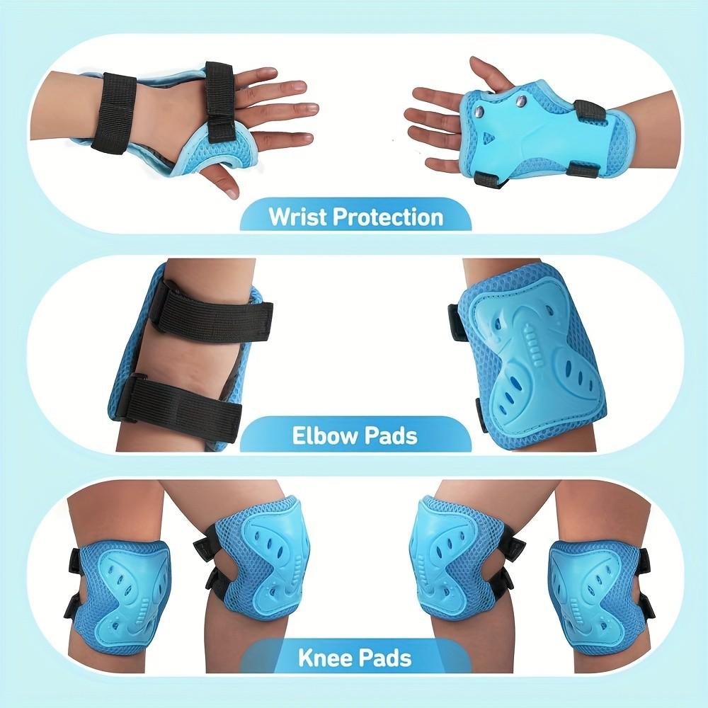 Lightweight Breathable Protective Gear Set, Knee Elbow Wrist Guards, Adjustable Velcro Design, Outdoor Safety Equipment