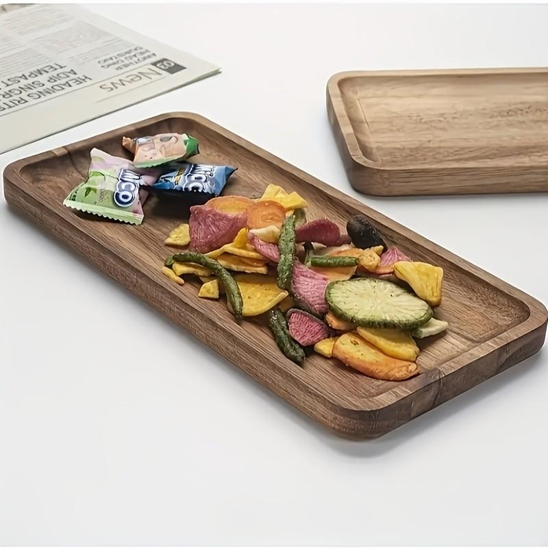 4-Piece Rectangular Wooden Trays Set, Wood Tray for Display, Spring Decoration, Outdoor Camping Plates, Food Serving Platter