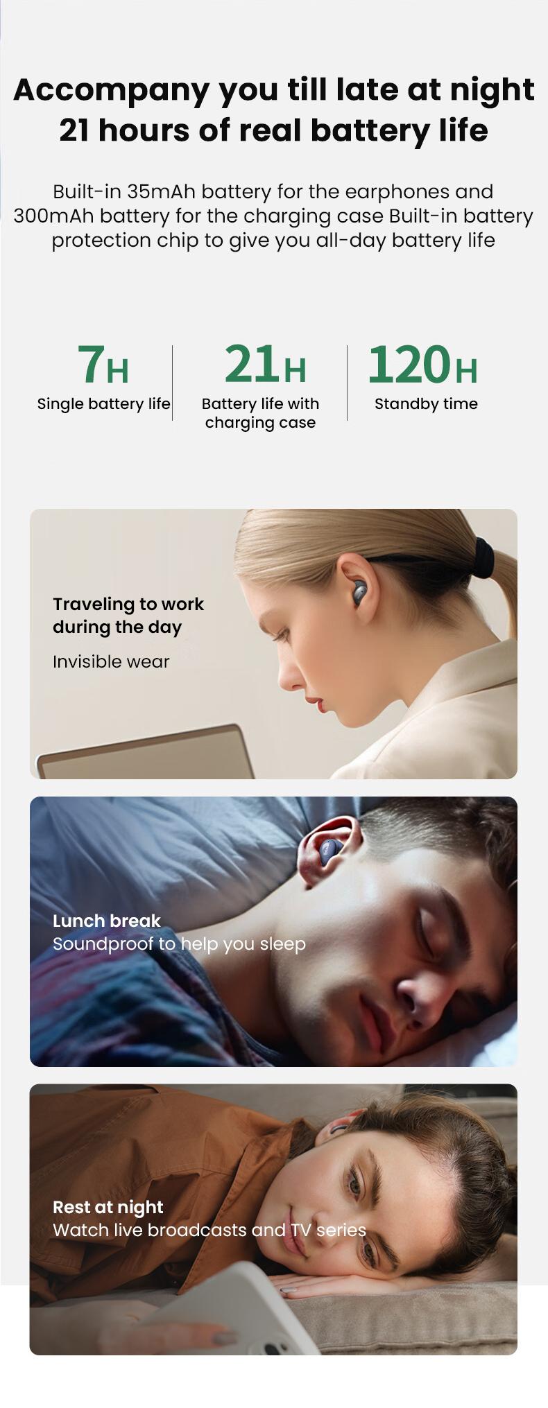 MINISO MS153 Wireless Sleep Earbuds Noise Blocking Headphones for Sleep Comfortable Fit Bluetooth 5.4 Earphones Side Sleeping In-Ear Headsets Noise reduction and sleep aid