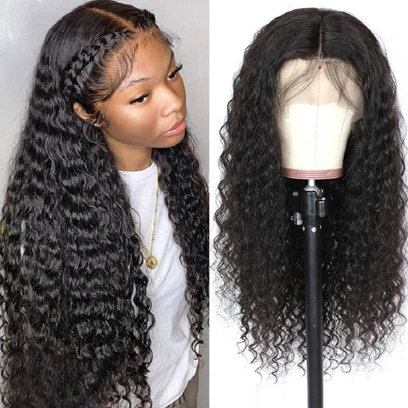 Deep Wave 13x6 Lace Front Wig Human Hair Wet and Wavy Lace Frontal Wigs Brazilian 180 Density Wigs For Women Natural Color