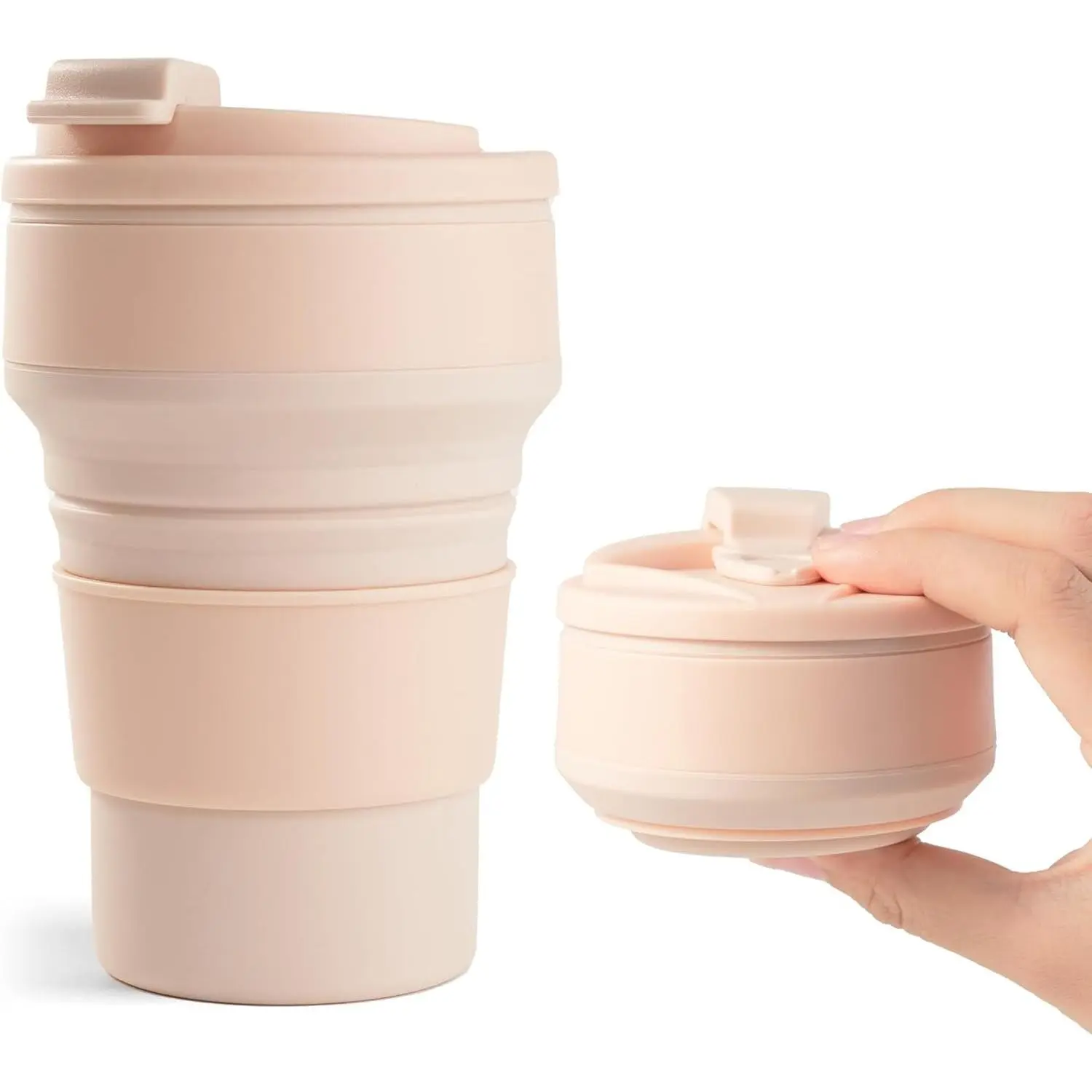 Foldable Coffee Cup, 350ML Silicone Travel Mug with Lid, Lightweight Portable Cup for Kitchen and Home Use, Cute and Practical Design
