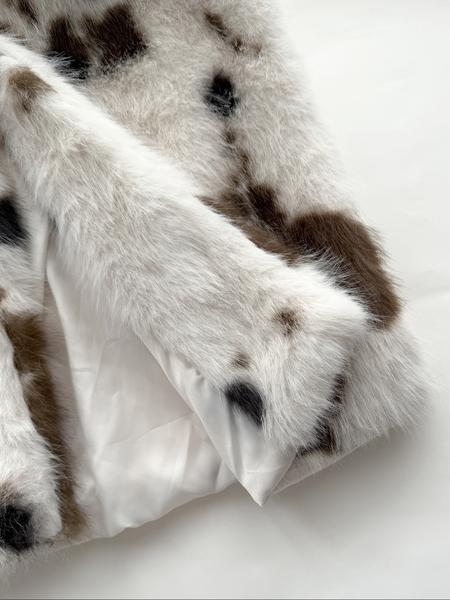 Women's Y2K Faux Fur Coat, Long Loose Winter Jacket, Spotted Animal Print Plush Outerwear, Street Style Luxury Warm Overcoat