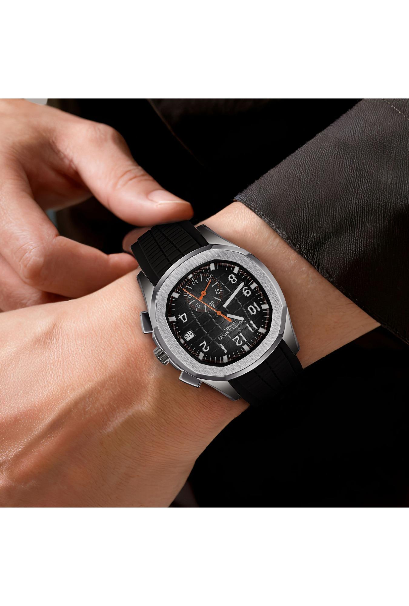 NAVIFLZ NFVZ New Classic 5968 Men's Watch Orange Color Sapphire Crystal Rubber Srap Sports Male Quartz Watches 50M Waterproof