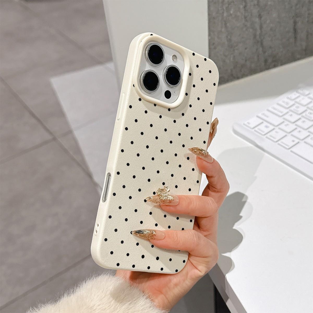Polka Dot Print Tpu Anti-Drop Full Coverage Protective Case, Fits iPhone 11/12/13 Pro Max/14 Pro/15 Pro/iPhone 16/17 Plus