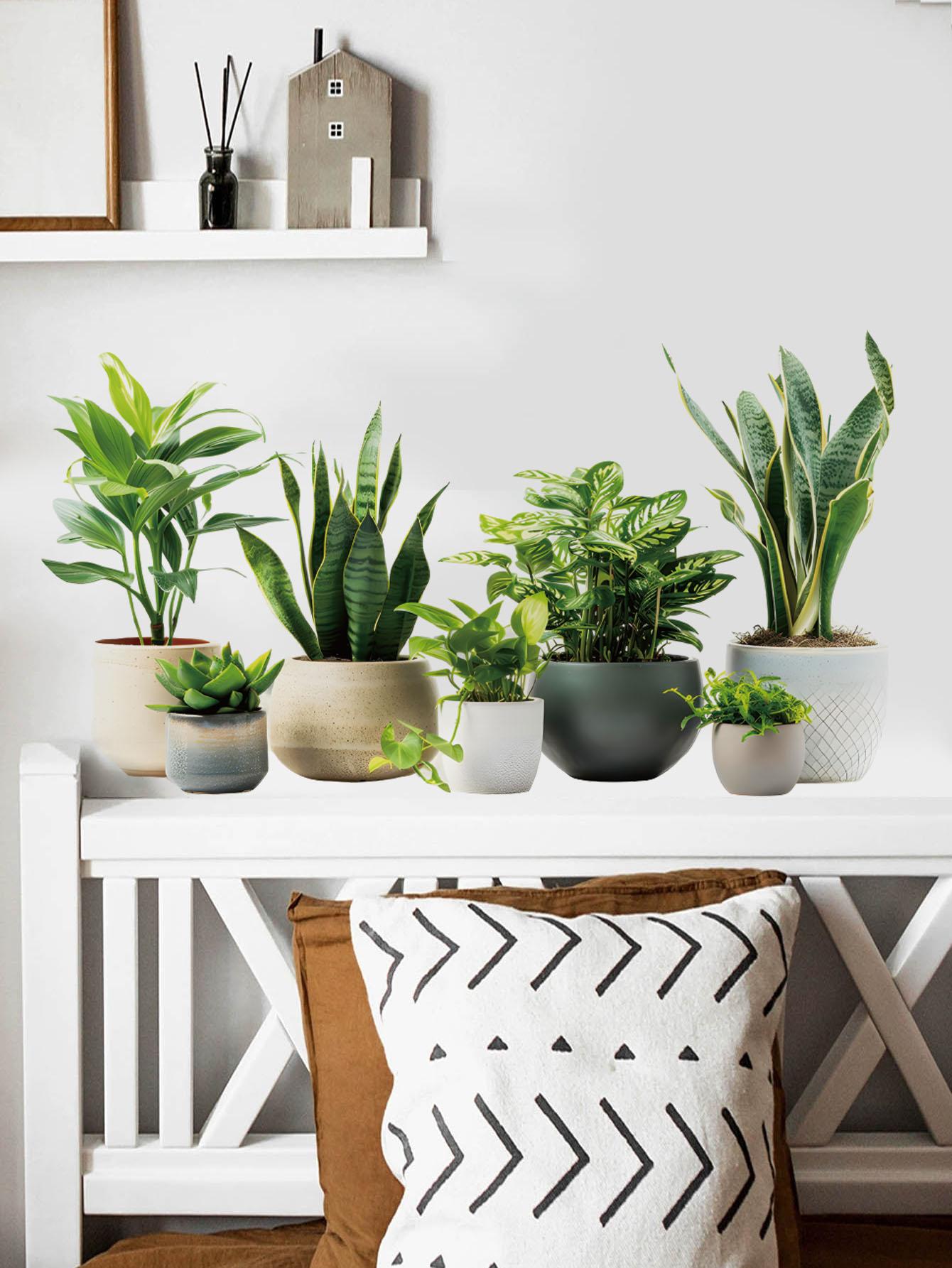 Plant Wall Sticker, Peel and Stick Removable Wall Art Decal, PVC Self-Adhesive, Living Room Bedroom Office Decor