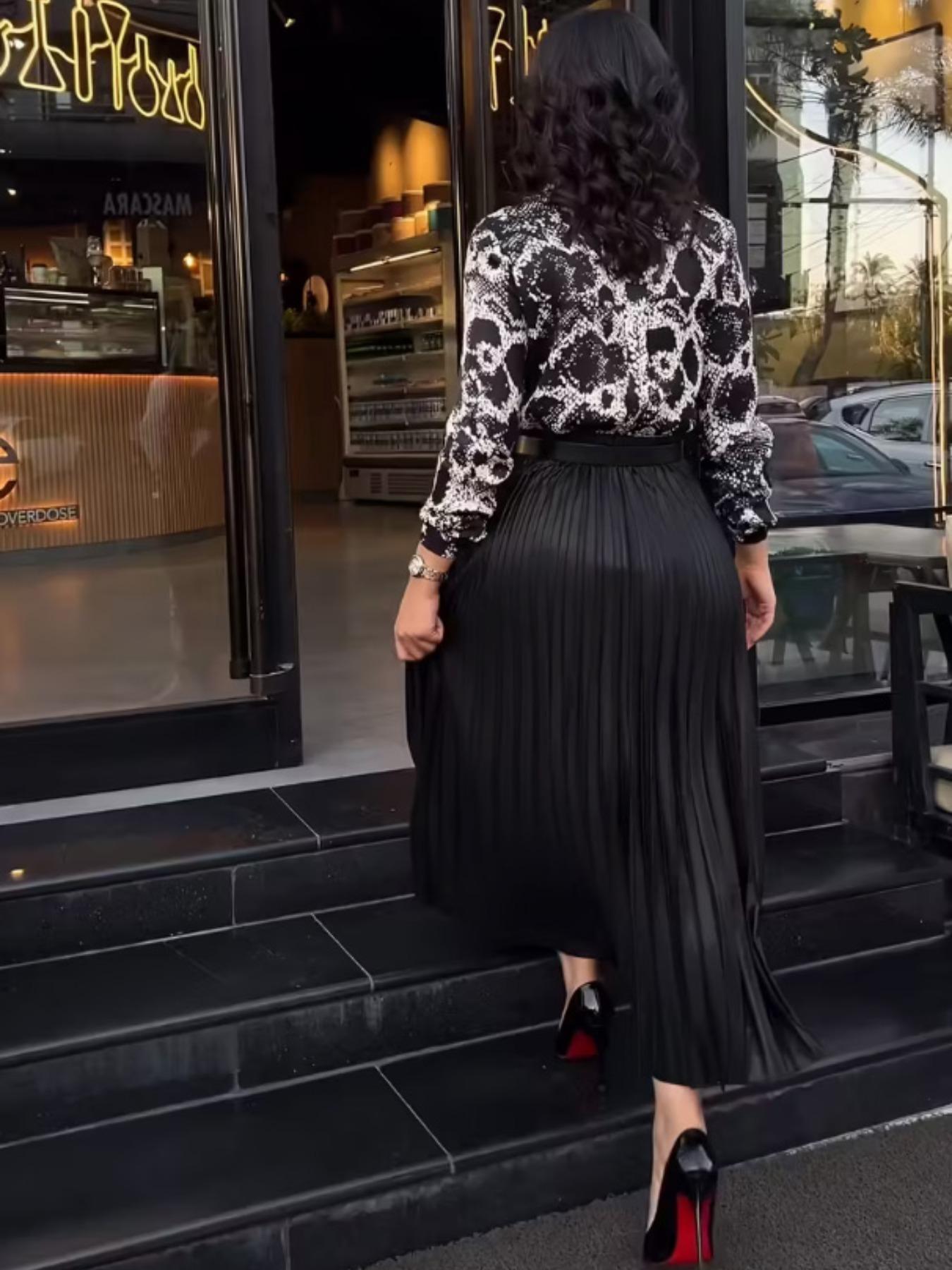 Elegant High Waist Pleated Skirt, Slimming Mid-Length A-Line Dress, Fashion Classic Versatile Solid Color Options Available, Flowy Pleated Skirts