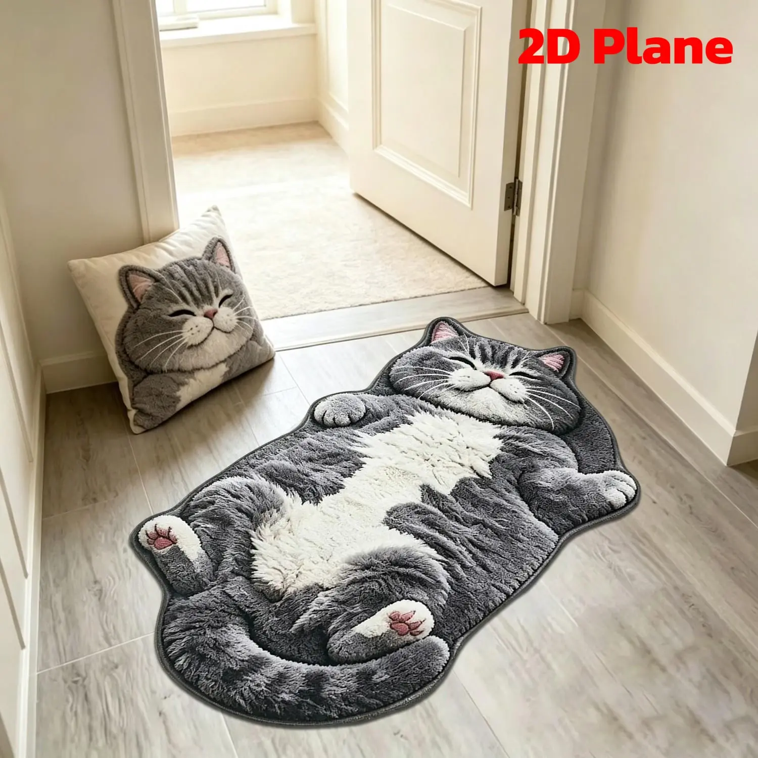 Adorable Lazy Cat Shaped Rug, Creative Cartoon Home Decor, Soft Comfortable Mat for Sofa, Coffee Table, Living Room, Bathroom, Decorative Area Rug