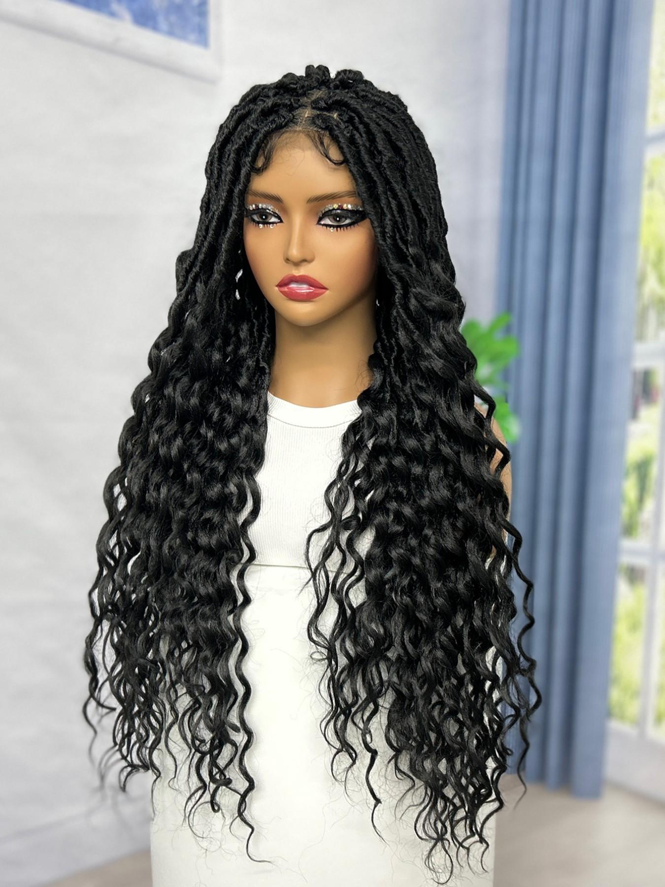 18 Inch Synthetic Faux Locs Wig with Baby Hair Full Lace Front Glueless Soft And Distressed Faux Locs Pre Bleached HD Full Lace Wig  main image 3