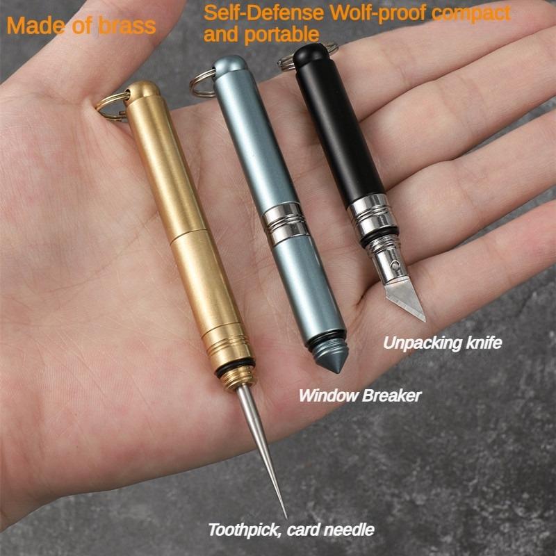 Multifunctional Brass Toothpick Knife Keychain Holder Card Pin Opener Mailbox Removal Tool, Durable & Versatile Design