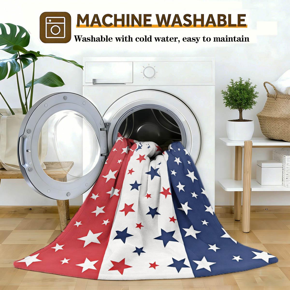 Striped Star Print Blanket, Soft Flannel, Breathable Warm Cozy, Sofa Bedroom Pet Use, Multiple Sizes Available, Gift Idea