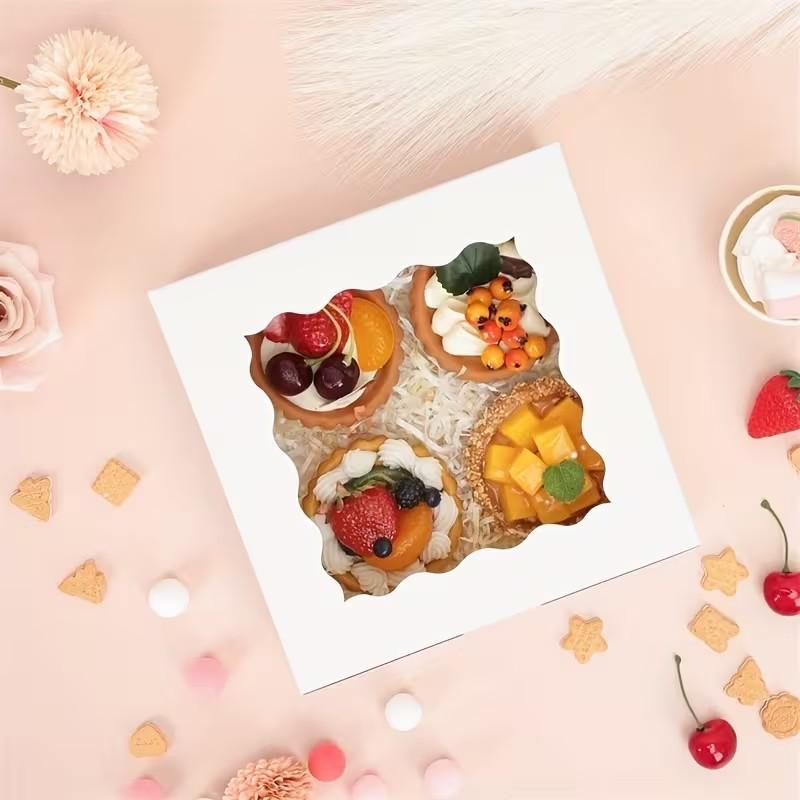 Mini Foldable Paper Boxes Set of 20, Durable Food Packaging for Cookies Donuts Macarons, Anti-Drop with Observation Window