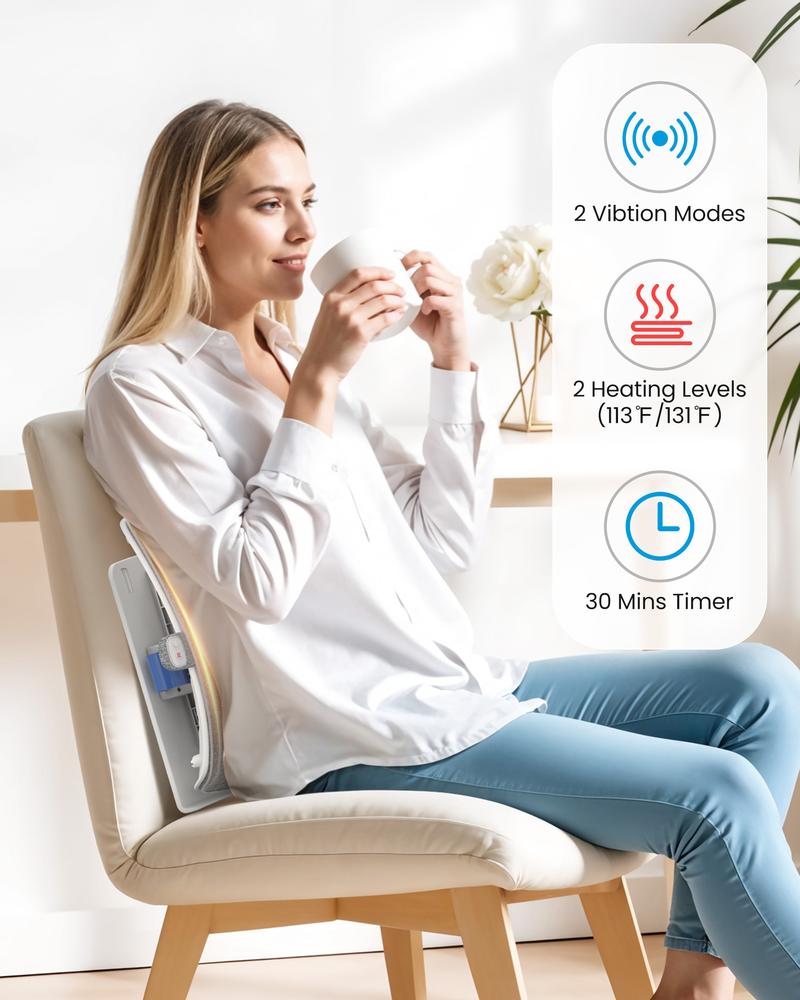 COMFIER Heated Lumbar Support Pillow with Vibration Massage, Back Support Cushion for Office Chair, Graphene Heating Chair Back Massager for Car Gaming Chair, Adjustable Height Up to 18.1 Inches Mother's Day