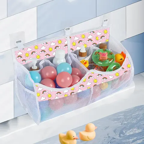 Mesh Bath Toy & Toiletry Bag, Large Capacity Bath Storage Bag, Summer 2024 Fashion Bathtub Toy Organizer, without Toy and Pendant
