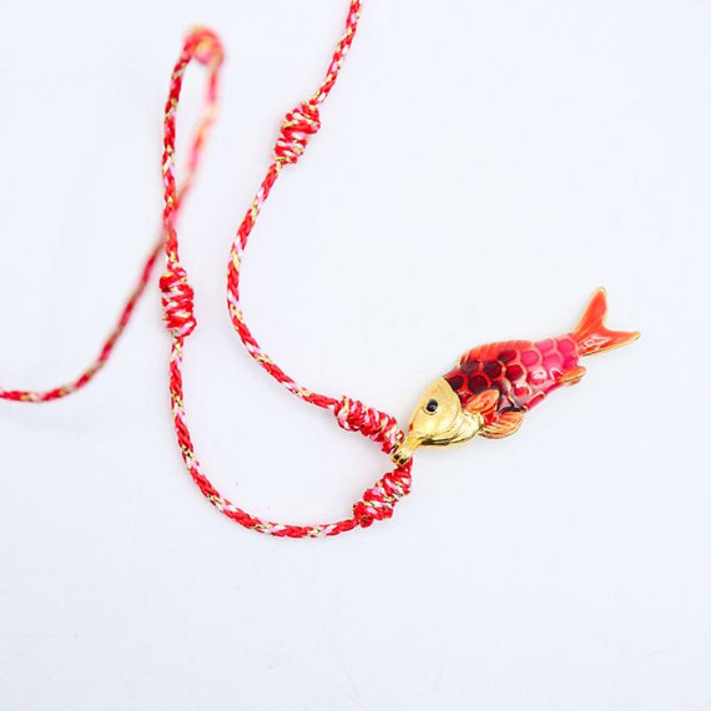 Women's Copper Ocean Fish Pendant Statement Necklace - Fashion Jewelry Accessories, Bold Statement Piece, Vibrant Multicolored Cord for Casual Indoor Recreation Wear