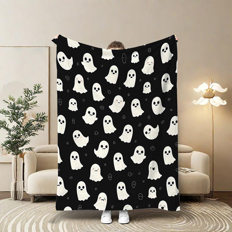 1 ghost printed blanket, modern style blanket, soft and comfortable blanket, travel sofa bed blanket, office home decoration, birthday gift blanket, unisex, available all year round
