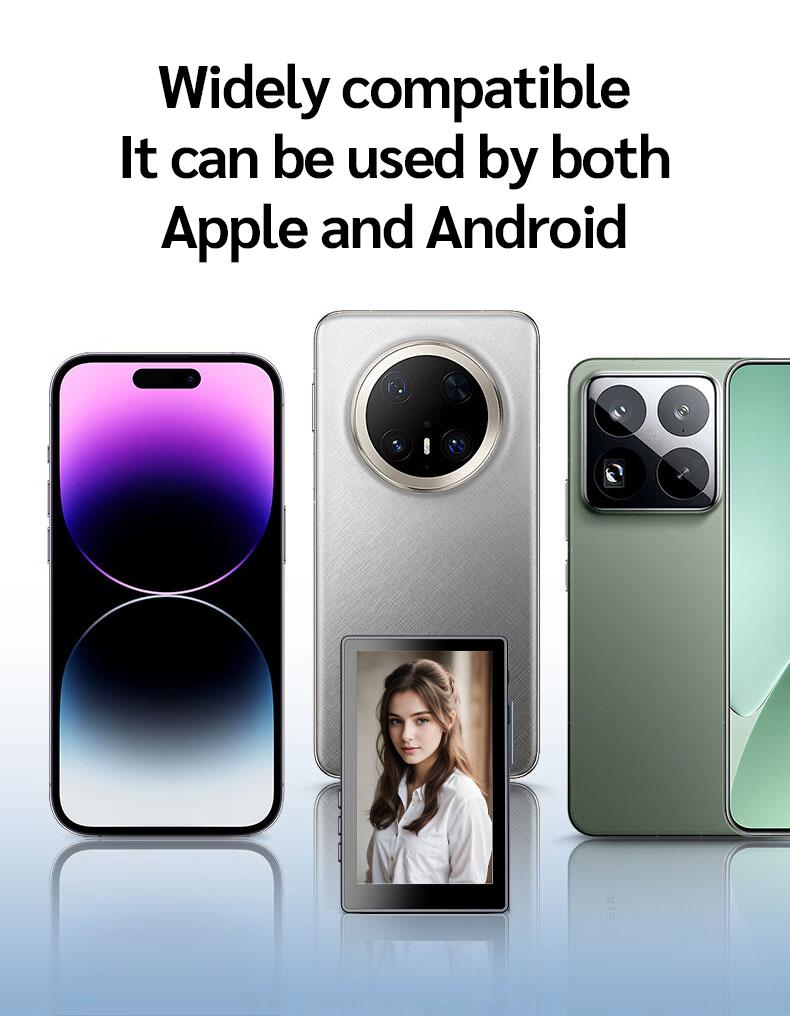 Mobile Vlog Selfie Monitor Screen, Magnetic Phone Clip Mount and Bluetooth-compatible Remote, Wireless Connection for Vlog Shooting and Rear Selfies, Smartphone Camera Accessories