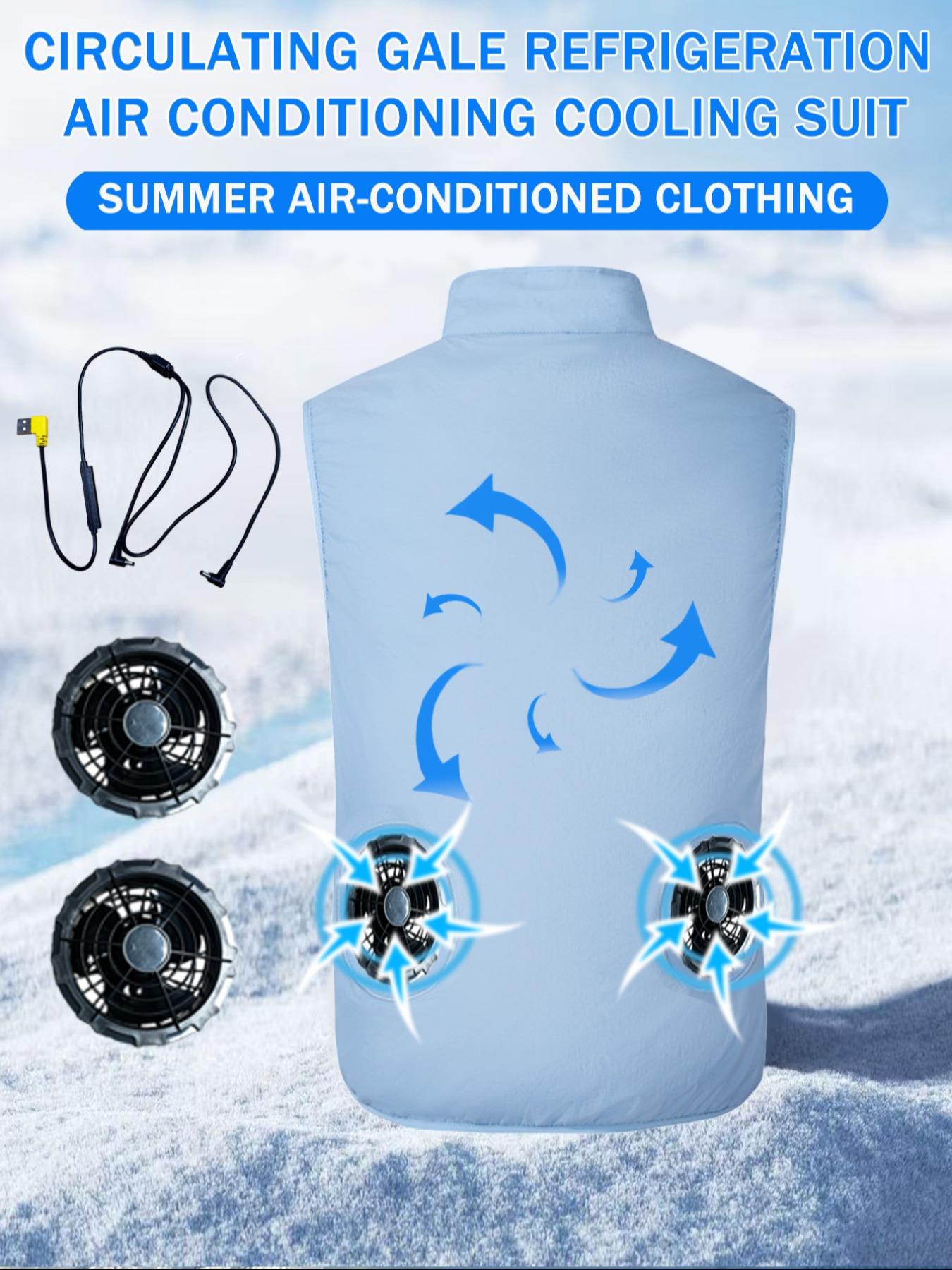 Sleeveless Cooling Vest with Built in Fan, USB-Powered Cooling Vest, Outdoor Cooling Wear, Lightweight, Breathable, and Machine - Washable, Ideal for Outdoor Activities and Fishing (Requires a 5V battery, sold separately)