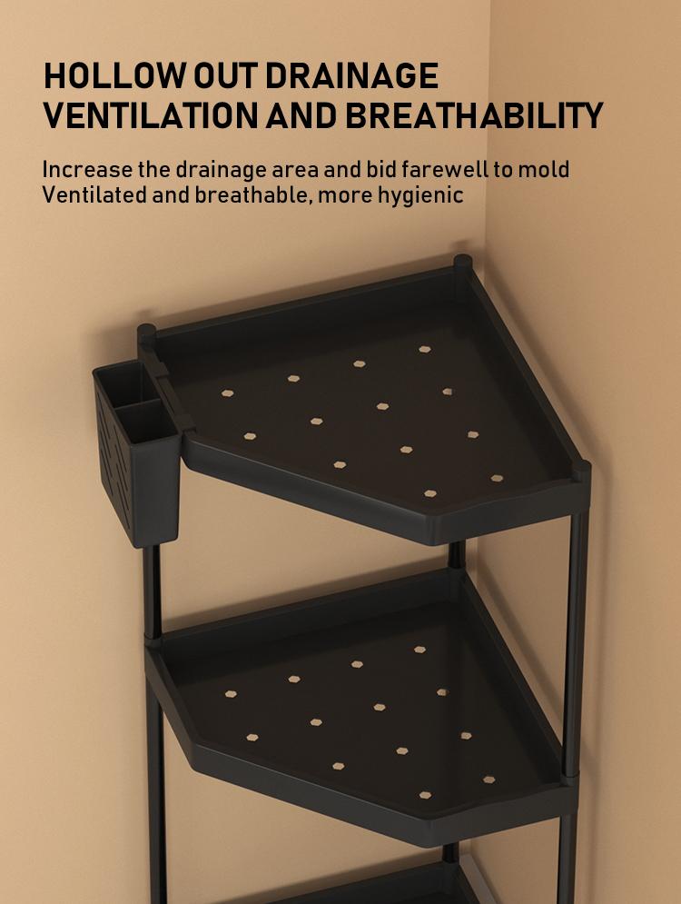 Kitchen Storage Rack, Space-Saving Corner Shelf, 2/3 Layer Standing Organizer, Ideal for Kitchen Utensils & Spices, Durable Design, Home Organizer Hook