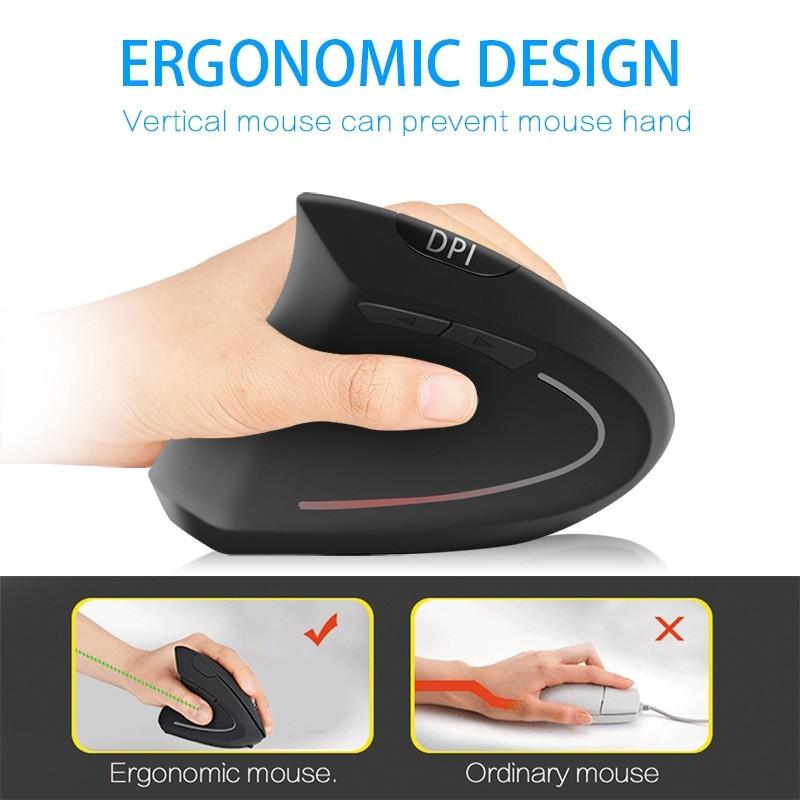 Wireless Bluetooth Vertical Mouse 800 1200 1600 DPI 6 Button Personalised Side Grip Ergonomic 2.4G Mute Gaming PC Computer Mouse Computer Peripherals