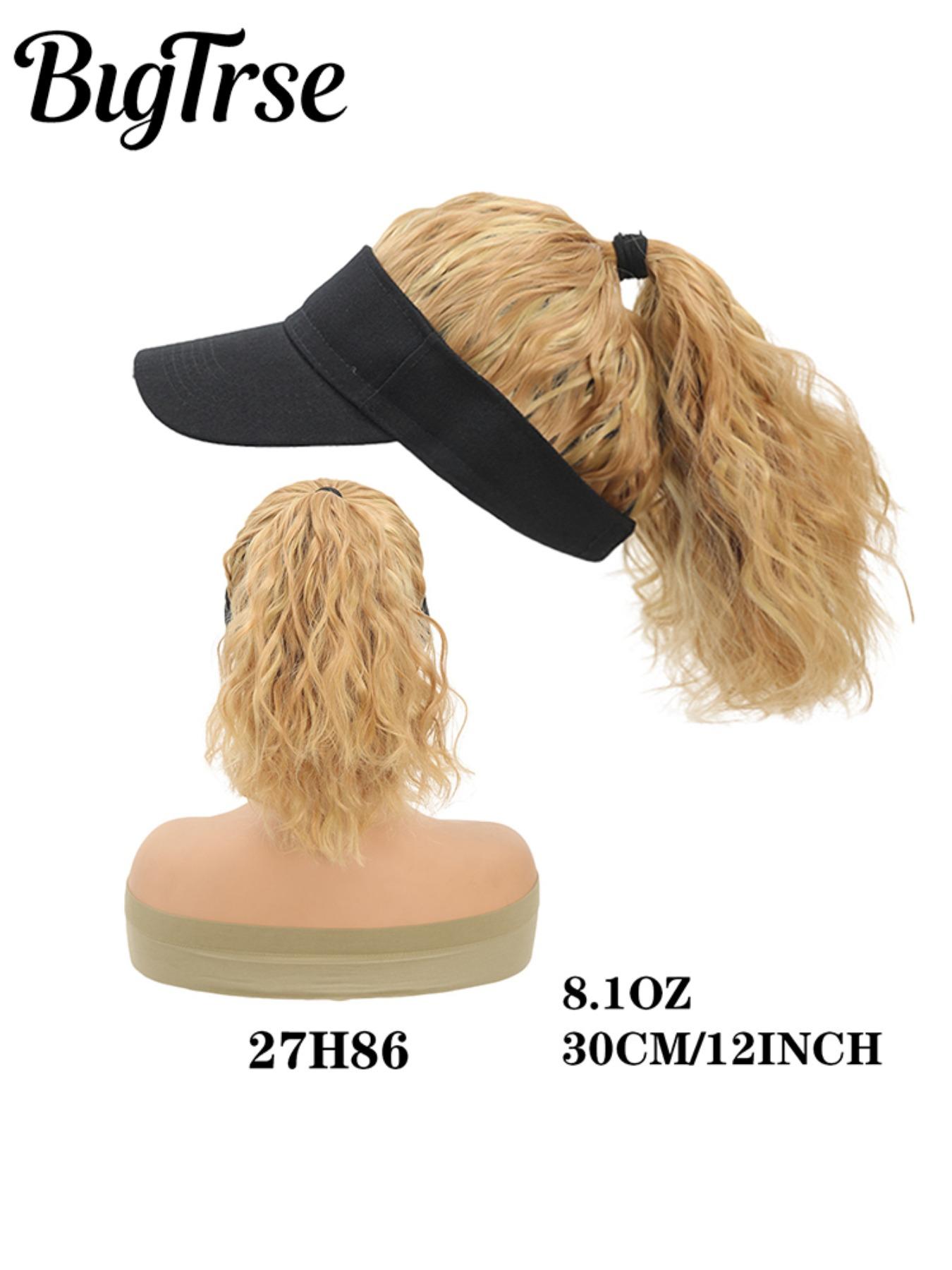 12-Inch High Ponytail Wavy Wig Hat, Summer Sun Protection Cap, Full Volume No Maintenance, Ideal for Outdoor Activities and Daily Wear