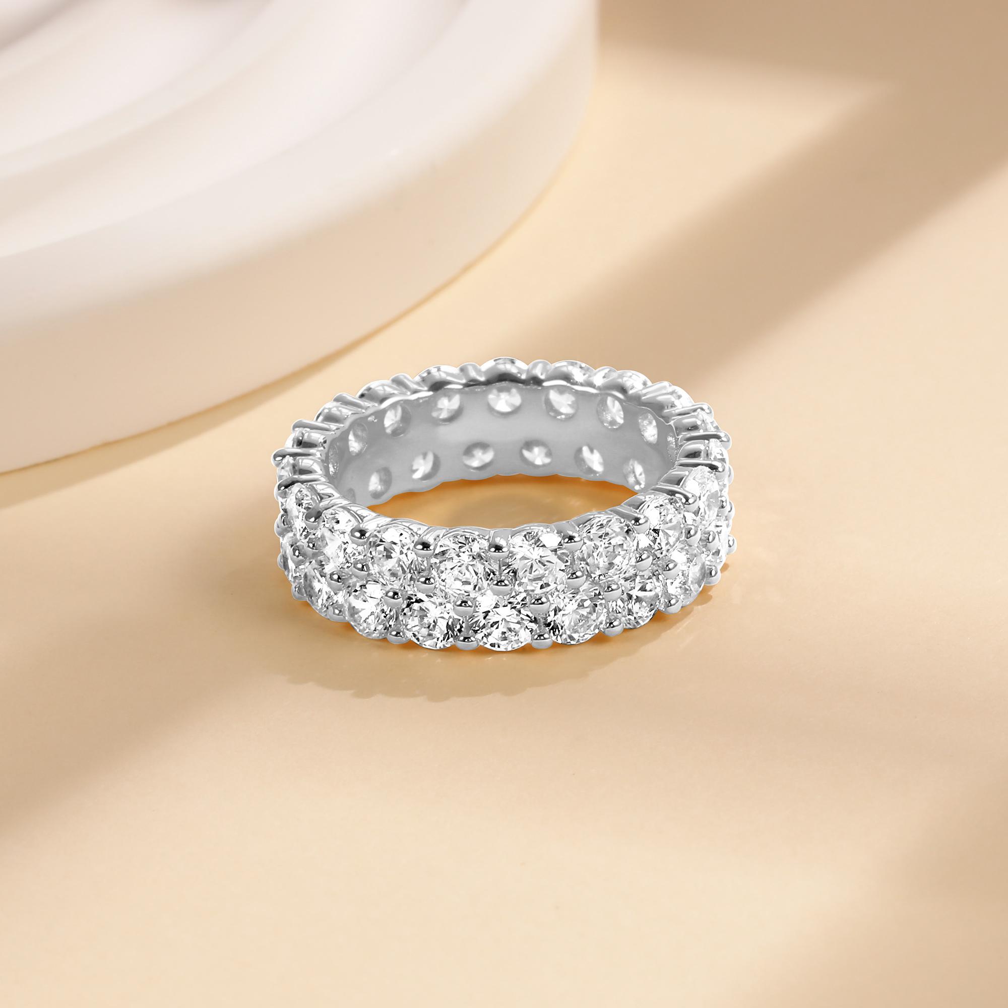 Unisex -Eternity Ring Band Round-Cut Cubic Zirconia Tennis Band All-Around Wedding Engagement Band Stacking Ring Hiphop Style for Women and Men R7953