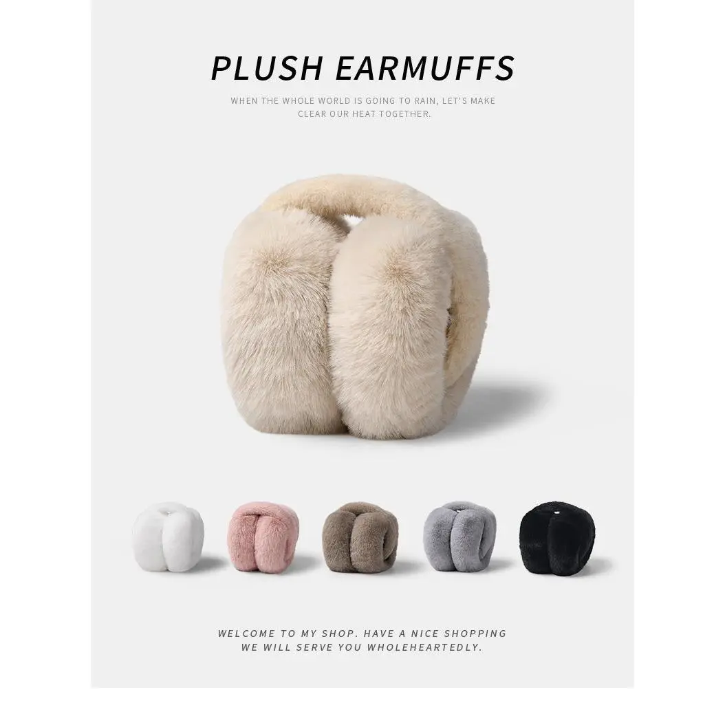 Stylish Foldable Plush Earmuffs – Warm Faux Fur Winter Ear Warmers with Adjustable Headband; Suitable for Women and Girls for Daily Use, Outdoors, Cycling, or Travel