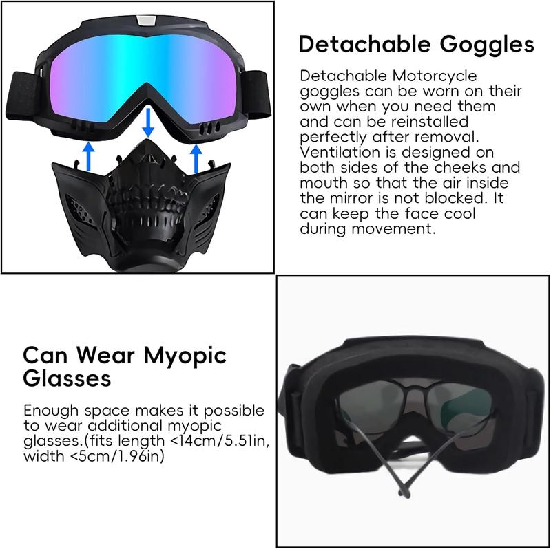 Stylish Glasses For Bicycling - Fog Proof And Warm, Adjustable Cool Skull Retro Riding Motorcycle Goggles
