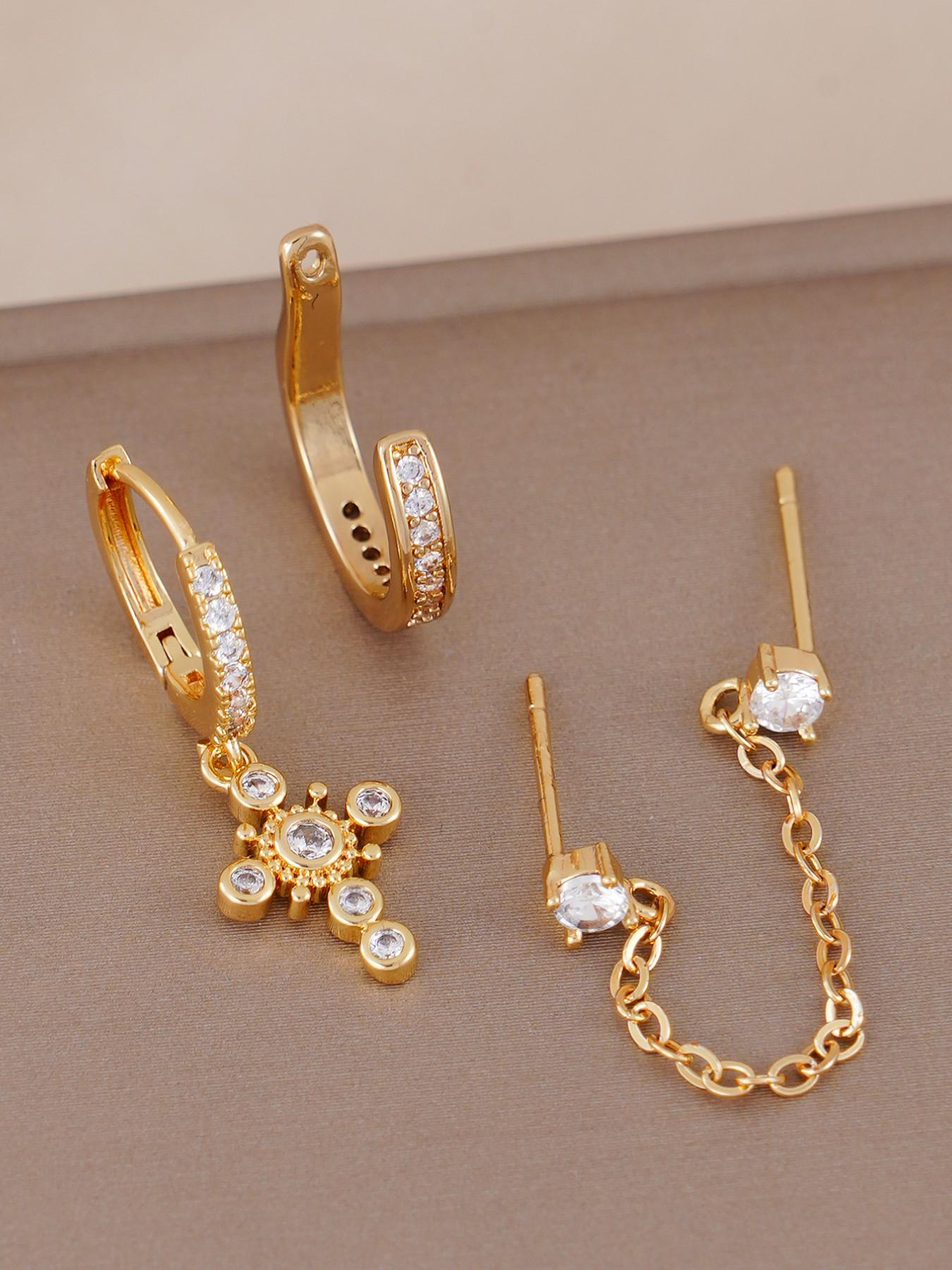 Women's Cross Pendant Earrings Set, Cubic Zirconia Inlay Design, Ideal for Daily Wear & Special Occasions, Perfect Gift Choice